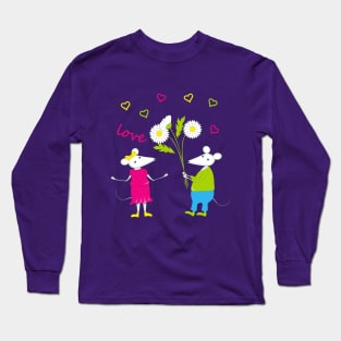 colorful mouses in love Long Sleeve T-Shirt